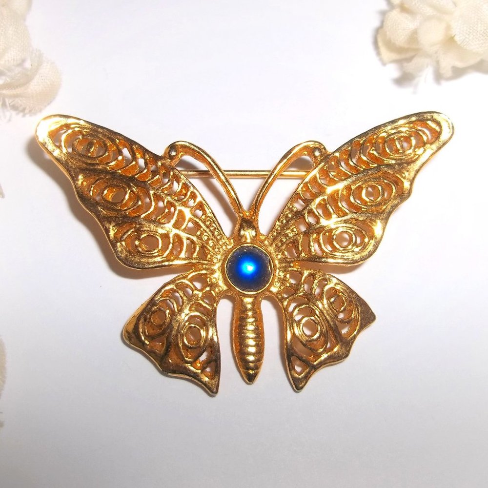 VINTAGE Brooch, Gold Butterfly Brooch, Vintage Butterfly Brooch, Brooch 8285